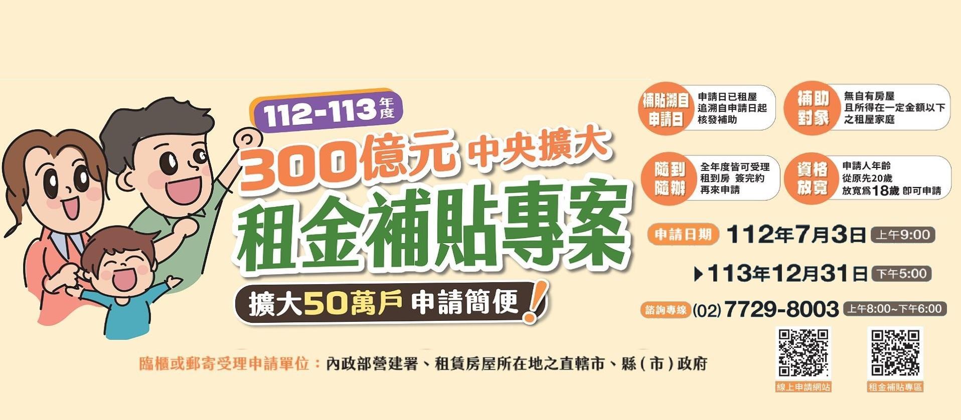 300億元中央擴大租金補貼專區