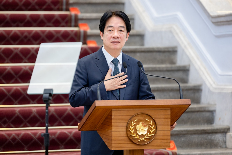 賴清德總統今（24）日上午在總統府對立法院修法發表敞廳談話