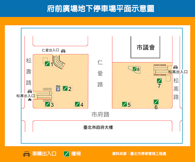 府前廣場地下停車場示意圖
