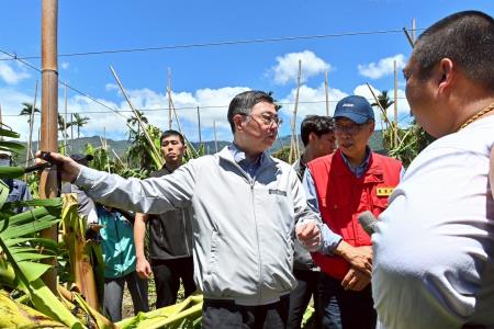 2025年8月16日行政院長卓榮泰視察臺東縣卑南鄉香蕉園農損情形　共18張