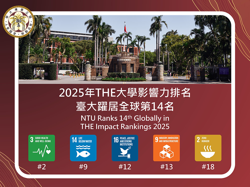 臺大獲2025 THE大學影響力排名全球第14名 締造歷年最佳紀錄-封面圖